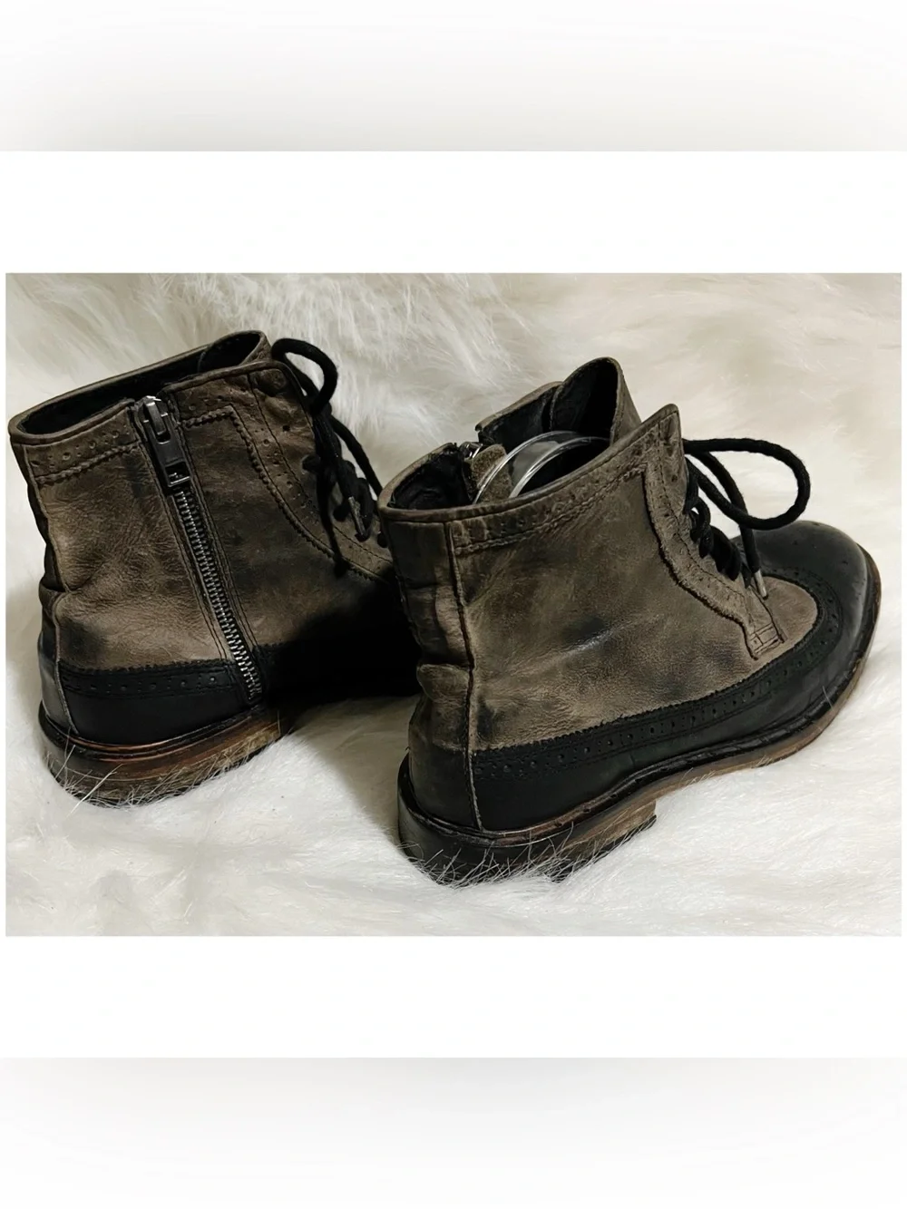All Saints Men’s Boots Brogue Leather Brown Black Size 41/10